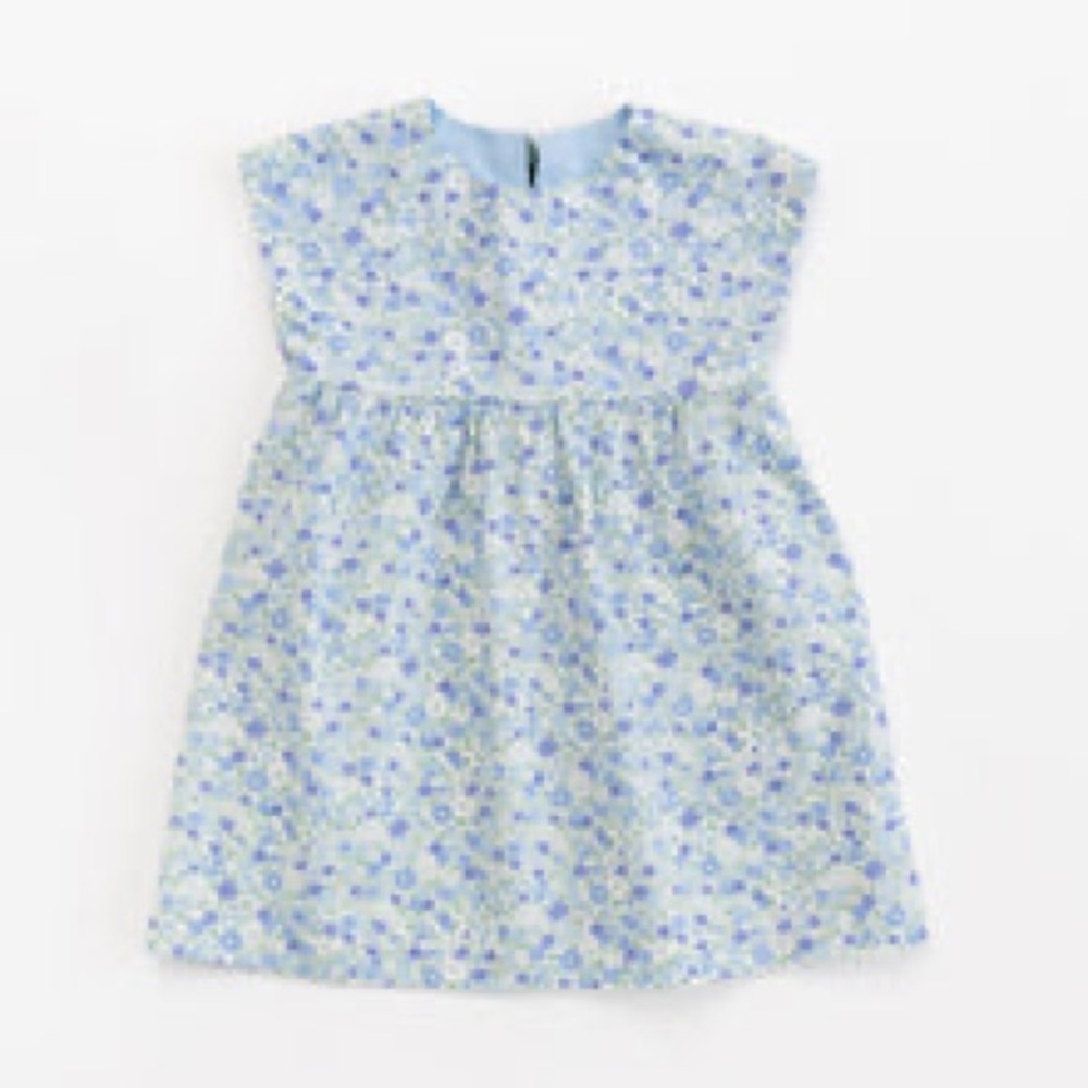 Floral Blue and White Kids Dress Picnic Dress in Forget-Me-Not